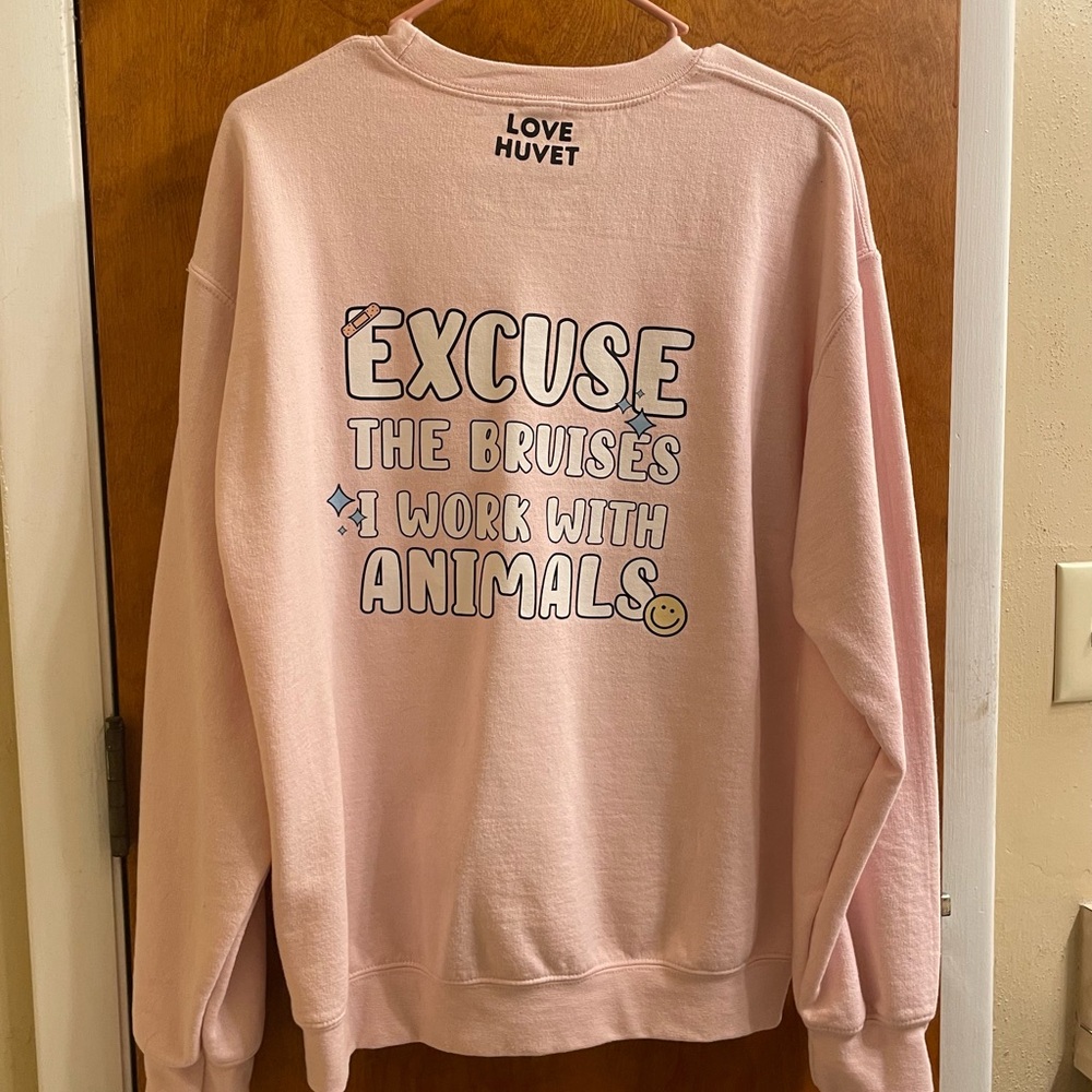 Love Huvet Medium "Excuse the Bruises" Crewneck Sweatshirt